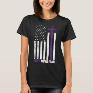 Faith Over Fear Vintage American Flag Christian Fa T-Shirt