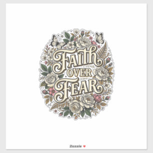 Faith Over Fear Vintage Floral Butterfly