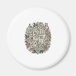 Faith Over Fear Vintage Floral Butterfly Magnet