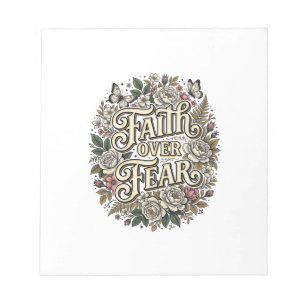 Faith Over Fear Vintage Floral Butterfly Notepad