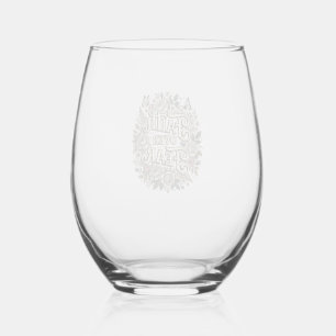 Faith Over Fear Vintage Floral Butterfly Stemless Wine Glass