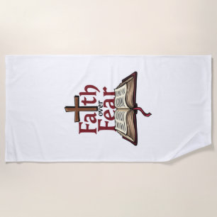 Faith Over Fear Vintage Jesus Faith Tee (1) Beach Towel