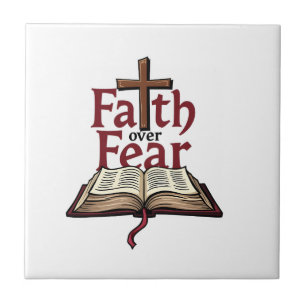 Faith Over Fear Vintage Jesus Faith Tee (1) Ceramic Tile