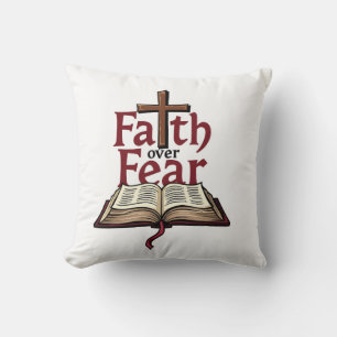 Faith Over Fear Vintage Jesus Faith Tee (1) Cushion