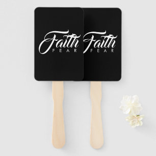 Faith Over Fear White and Black Hand Fan