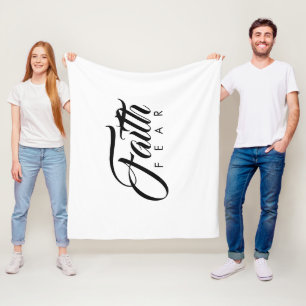 Faith Over Fear White Fleece Blanket