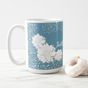Faith Over Fear, White Flowers Coffee Mug