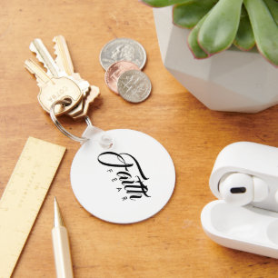 Faith Over Fear White Key Ring