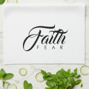 Faith Over Fear White Tea Towel