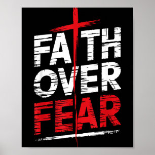 Faith Over Fear With Cross Christian Men  Poster