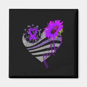 Faith Overdose Awareness Sunflower Heart Ribbon Pu Magnet