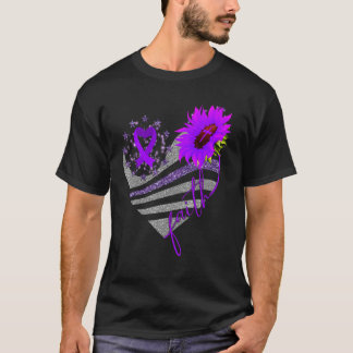 Faith Overdose Awareness Sunflower Heart Ribbon Pu T-Shirt