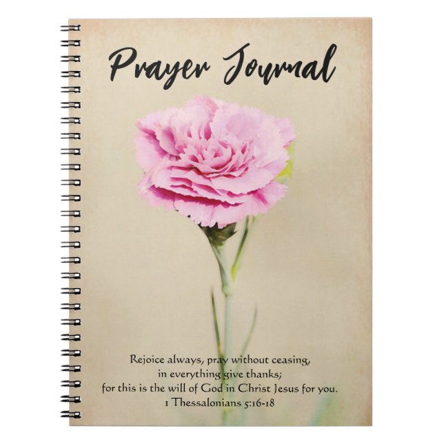 Faith Pink Carnation Flower Art Prayer Journal (Front)