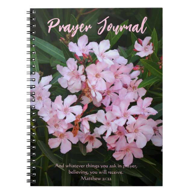 Faith Pink Flower Blossoms Prayer Journal Notebook (Front)