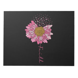 Faith Pink Flower Breast Cancer Awareness Notepad