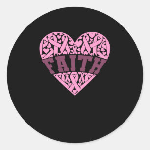 Faith Pink Heart Breast Cancer Awareness Classic Round Sticker