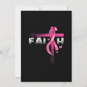 Faith Pink Ribbon Butterfly Breast Cancer Awarenes Invitation