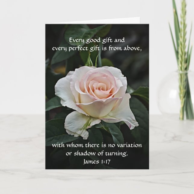 Faith Pink Rose Flower Birthday Card (Front)