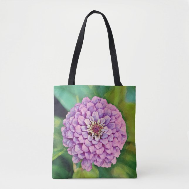 Faith Pom-Pom Zinnia Flower Tote Bag (Front)
