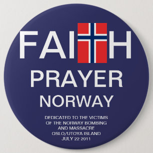 FAITH PRAYER NORWAY 6 CM ROUND BADGE
