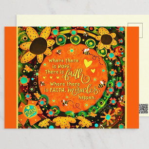 Faith Pretty Floral Bumblebee Irelyn Postcard