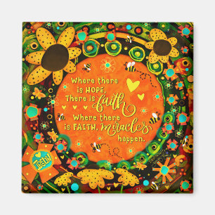 Faith Pretty Orange Yellow Floral Bumblebee Irelyn Magnet