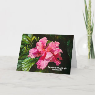 Faith Pretty Pink Hibiscus Flower Art Note Card