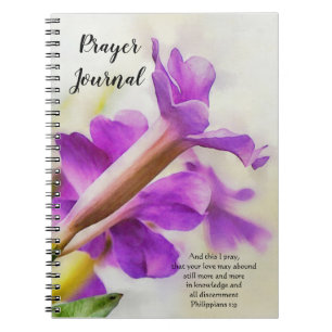 Faith Purple Flower Art Prayer Journal Notebook
