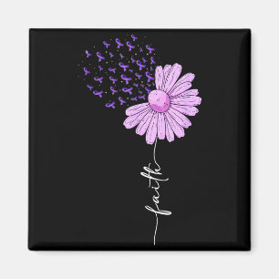 Faith - Purple Ribbon Alzheimers Awareness Daisy Magnet