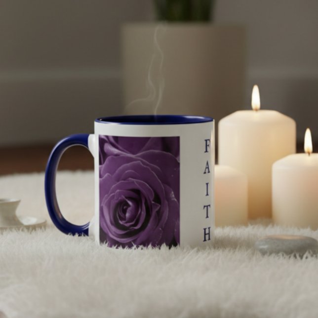 Faith Purple Roses 11oz Two-Tone Mug Blue (Purple Roses Mug)
