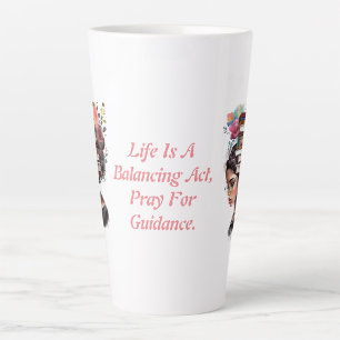 Faith Quote- Girl With Books On Her Head Latte Mug