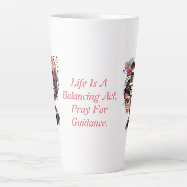 Faith Quote- Girl With Books On Her Head Latte Mug (Creator Uploaded)