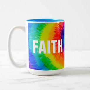 FAITH Rainbow Tie-Dye Two-Tone Coffee Mug