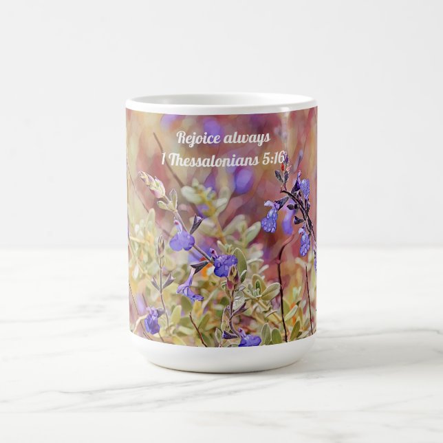 Faith Rejoice Always Flower Scripture Mug Cup (Center)