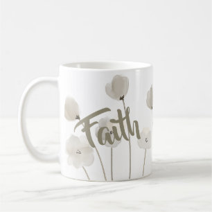 Faith Religious Beige Watercolor Wildflower Floral Coffee Mug