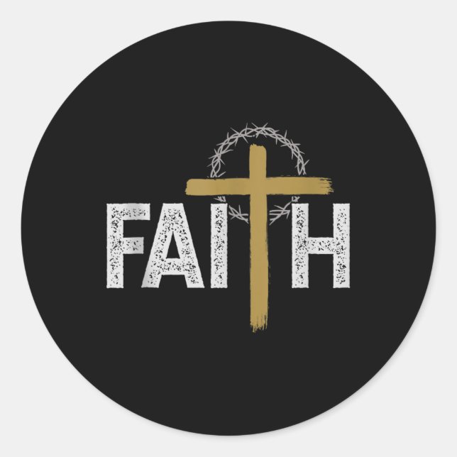 Faith Religious Bible Jesus Catholic Christian Tan Classic Round Sticker (Front)