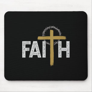 Faith Religious Bible Jesus Catholic Christian Tan Mouse Pad