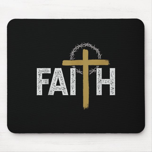 Faith Religious Bible Jesus Catholic Christian Tan Mouse Pad (Front)