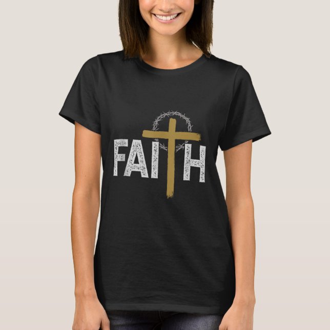 Faith Religious Bible Jesus Catholic Christian Tan T-Shirt (Front)