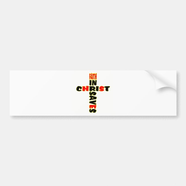 Faith Saves Cross Bumper Sticker (Front)