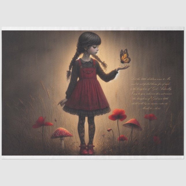  Faith Scripture Mark 10:14-15 Decoupage Tissue Paper (Front)