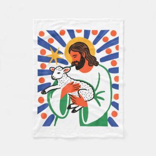 Faith Shepherd Lamb Peaceful Divine Spiritual Desi Fleece Blanket