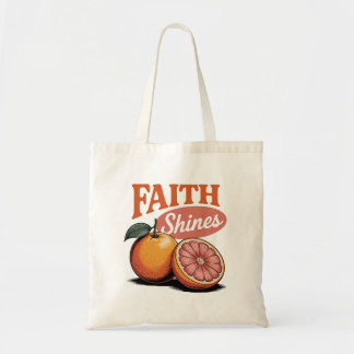 Faith Shines Orange Grapefruit Retro Christian Tee Tote Bag