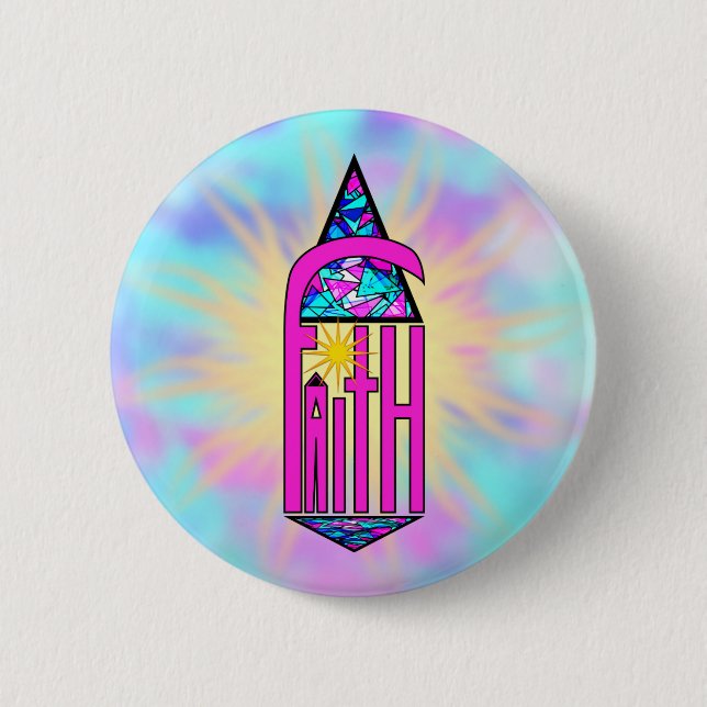 Faith ~ Steeple 6 Cm Round Badge (Front)