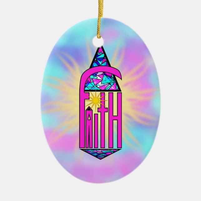 Faith ~ Steeple Ceramic Ornament (Front)
