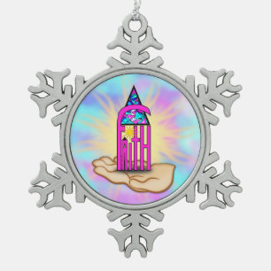 Faith ~ Steeple Snowflake Pewter Christmas Ornament
