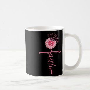 Faith Sunflower Pink Ribbon Breast Cancer Awarenes Coffee Mug