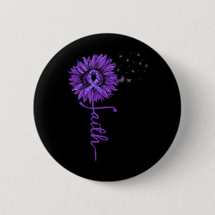 Faith Sunflower Purple Heimer’s Awareness 6 Cm Round Badge