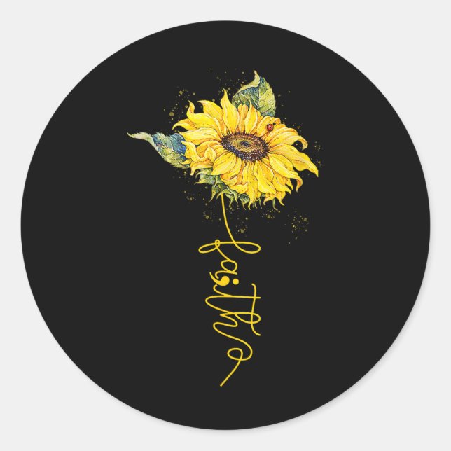 Faith Sunflower Semicolon Suicide Prevention Aware Classic Round Sticker (Front)