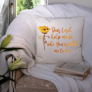 Faith Sunflower with Prayer Quote Cushion